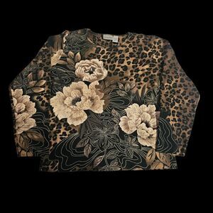 Chico's Leopard Print Top in Brown and Black